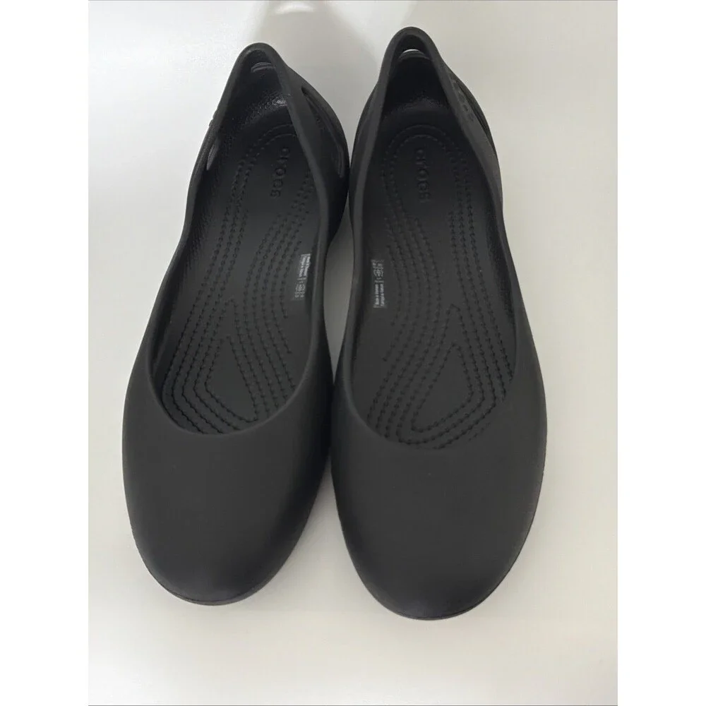 Crocs Kadee Ballet Flats Ballerina Shoes Womens Sz 10 Black Comfort Slip On NWOT